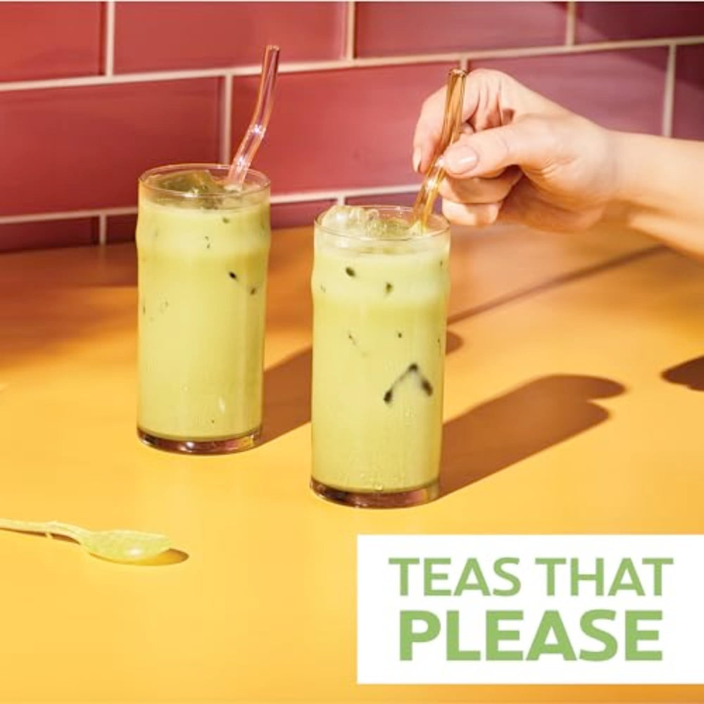 Iced latte poured over ice with TAZO concentrate.