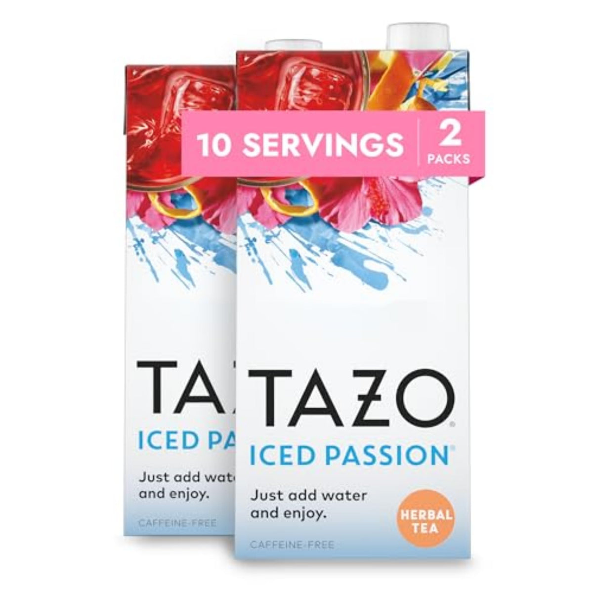 TAZO Iced Passion concentrate bottle ready to mix a refreshing fruit tea.
