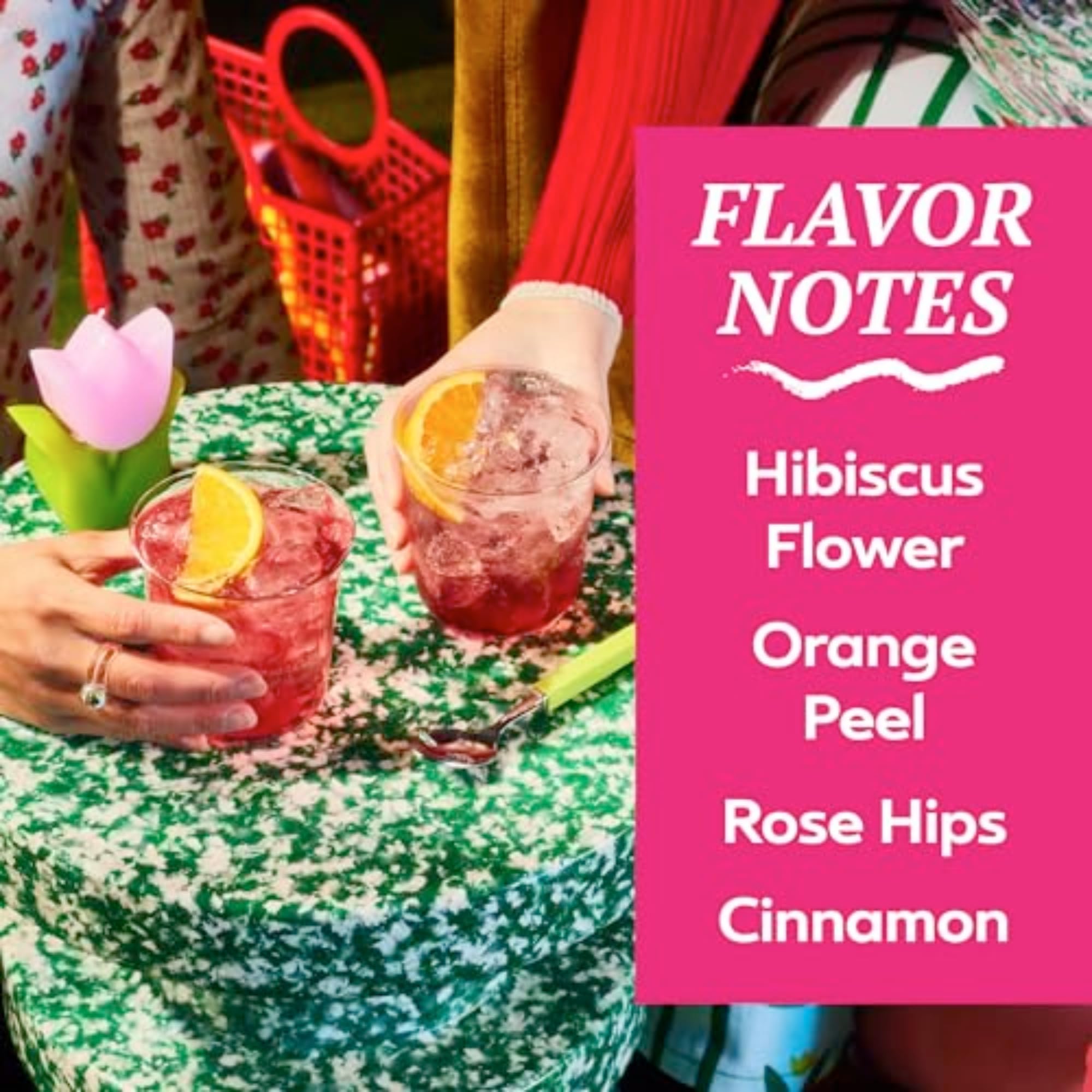 TAZO Iced Passion bottle beside a mocktail idea for easy entertainment.