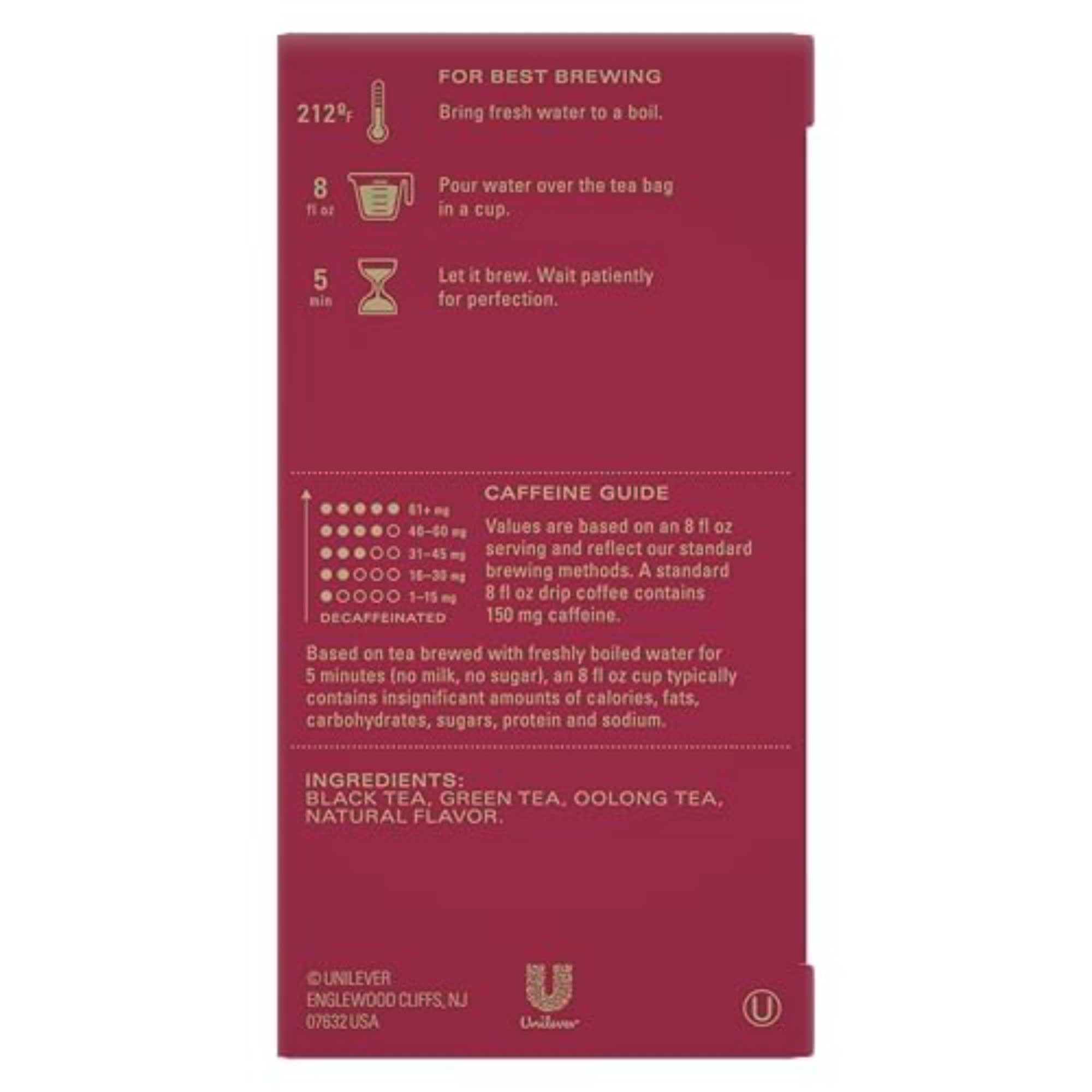 Front label of TAZO Joy shows non-GMO and kosher certifications.