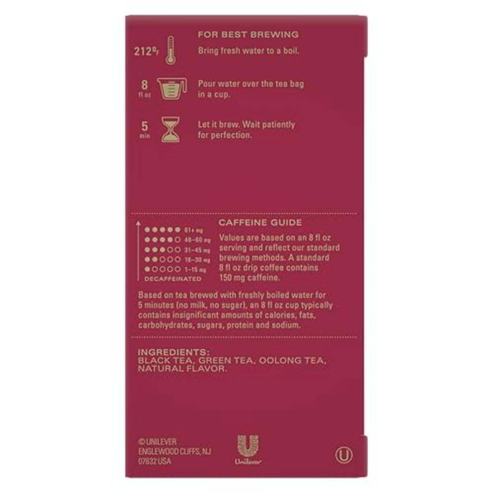TAZO Joy individually wrapped teabags preserve flavor and freshness.