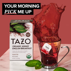 Brewing a cup of TAZO Awake English Breakfast delivers a robust, full-bodied aroma