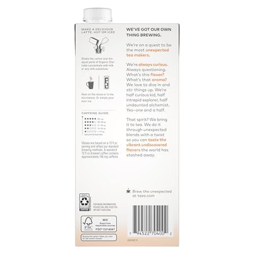 TAZO chai latte concentrate ingredients highlight warm spice notes for cozy drinks.