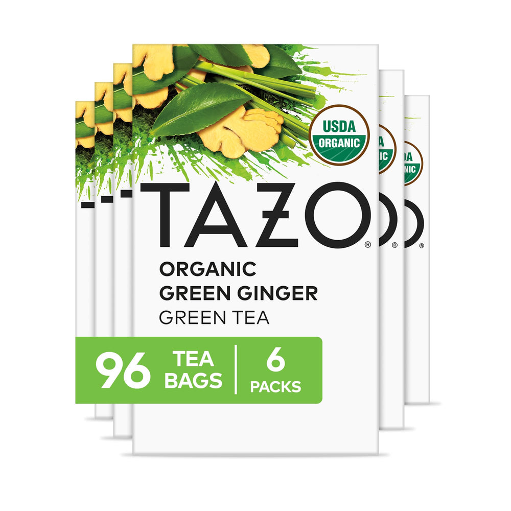 TAZO Organic Green Ginger tea bags ready for a soothing cup