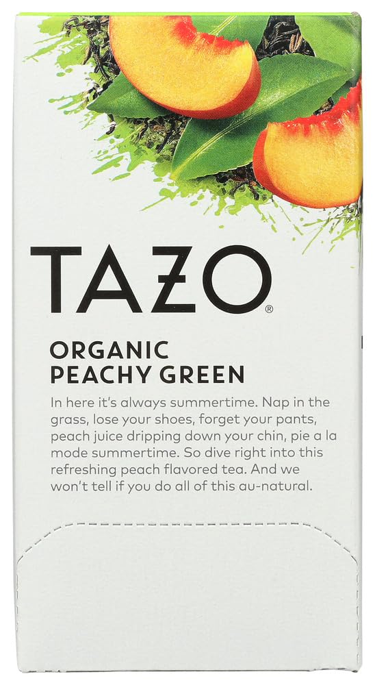 TAZO Organic Peachy Green Tea steeping to yield a refreshing cup.