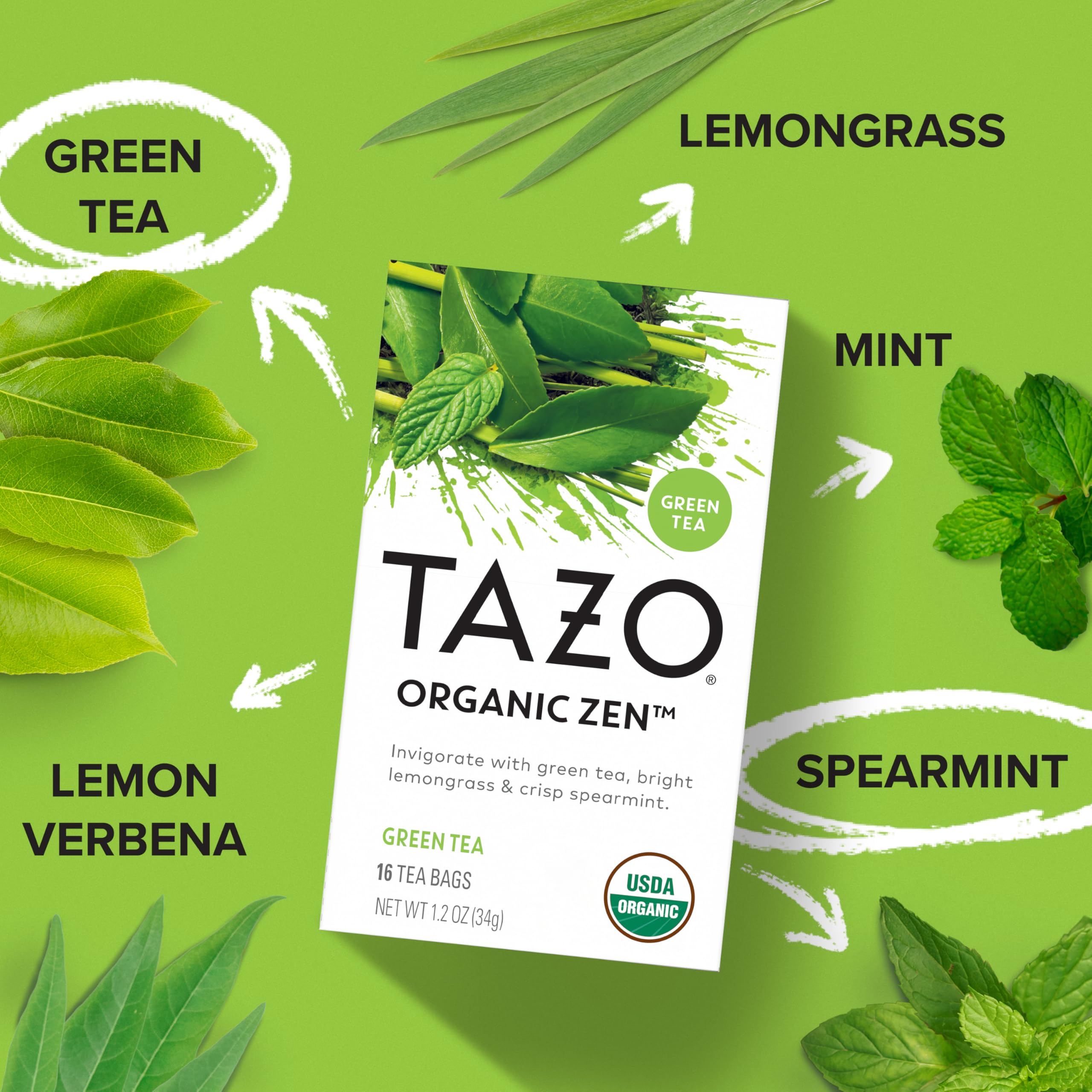 TAZO Organic Zen Green Tea lemongrass stems add a citrusy lift