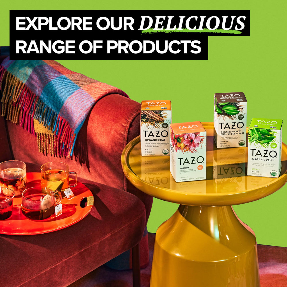 TAZO Zen Green Tea bags steeping releases crisp mint flavor