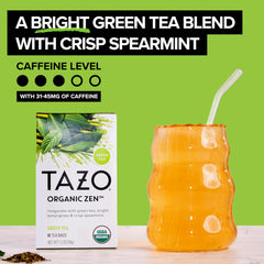 TAZO Organic Zen Green Tea with lemongrass aroma offers a refreshing scented cup.