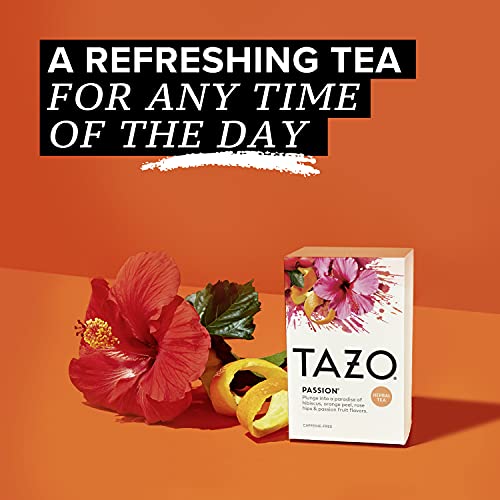 Kosher and Non-GMO certified TAZO Passion Herbal Tea branding.