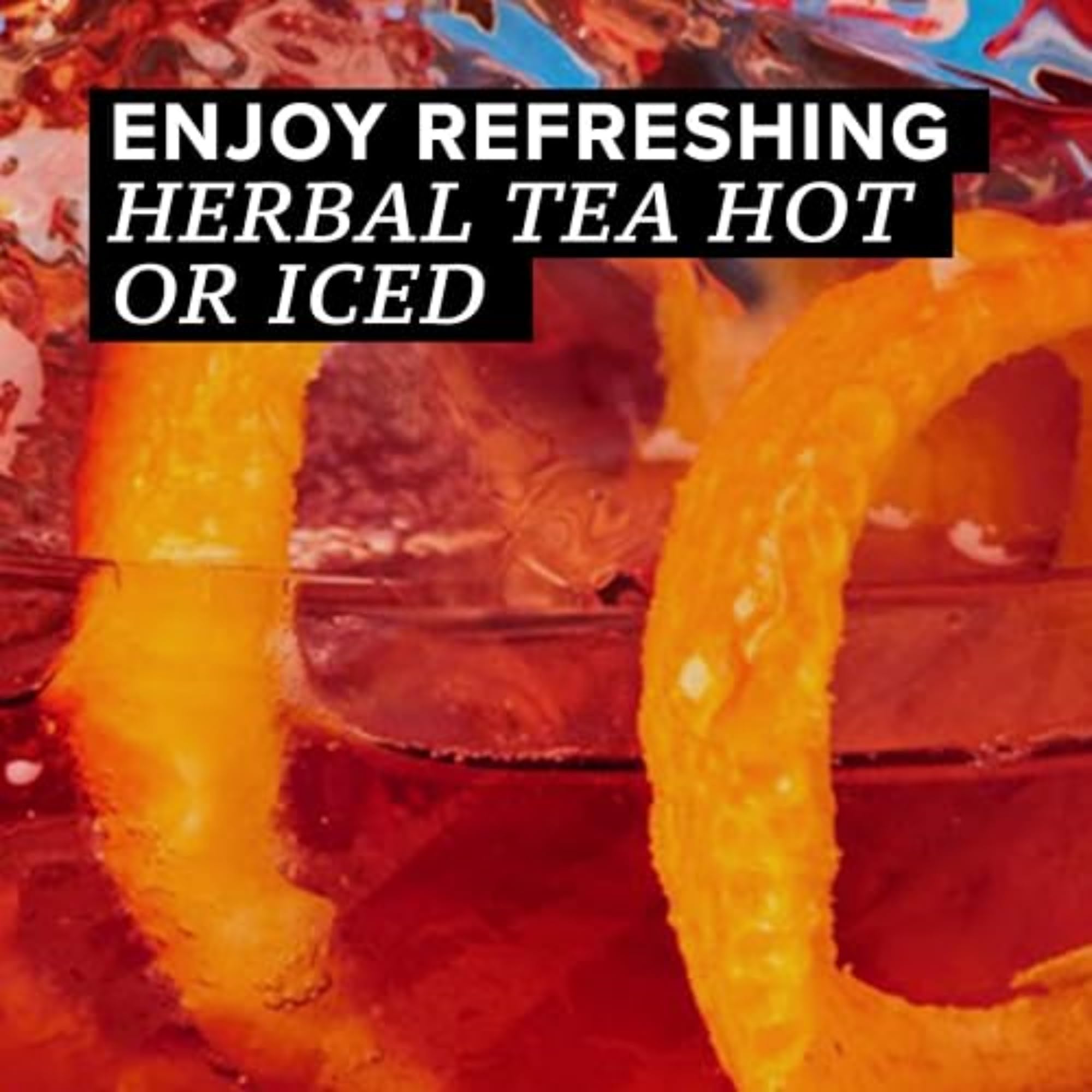 Orange peel and cinnamon notes highlighted in TAZO Passion Herbal Tea.