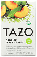 TAZO Peachy Green Tea packaging duo, ideal for a convenient daily ritual.