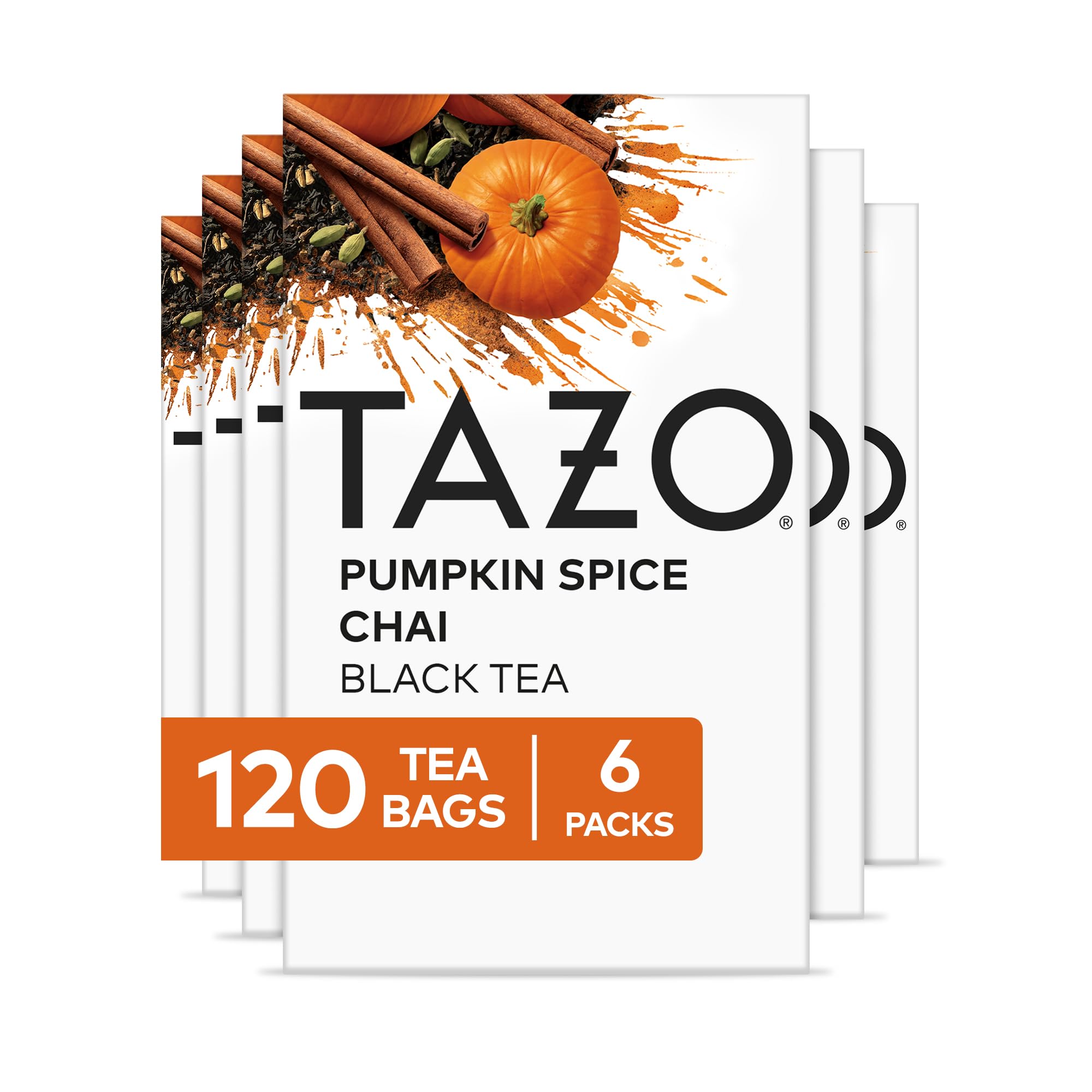 TAZO Pumpkin Spice Chai packaging shown for holiday gifting