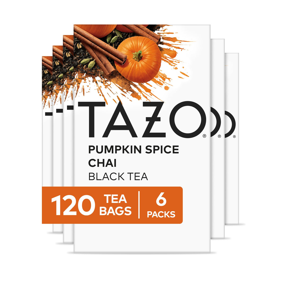 TAZO Pumpkin Spice Chai packaging shown for holiday gifting