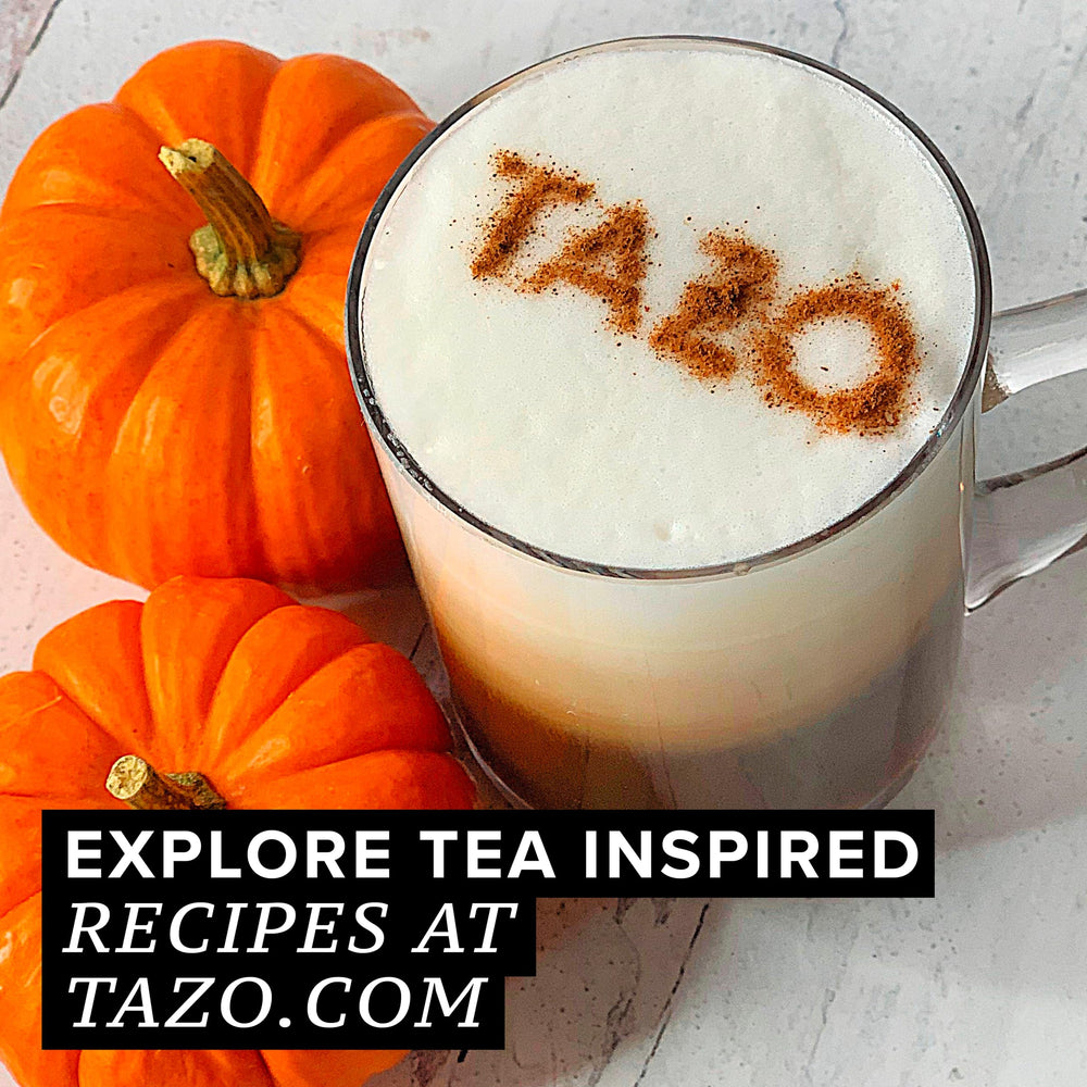 TAZO Pumpkin Spice Latte packaging shows convenient 2-pack carton.