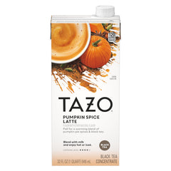 Hot latte with TAZO Pumpkin Spice Latte Concentrate highlighting warm spice notes.