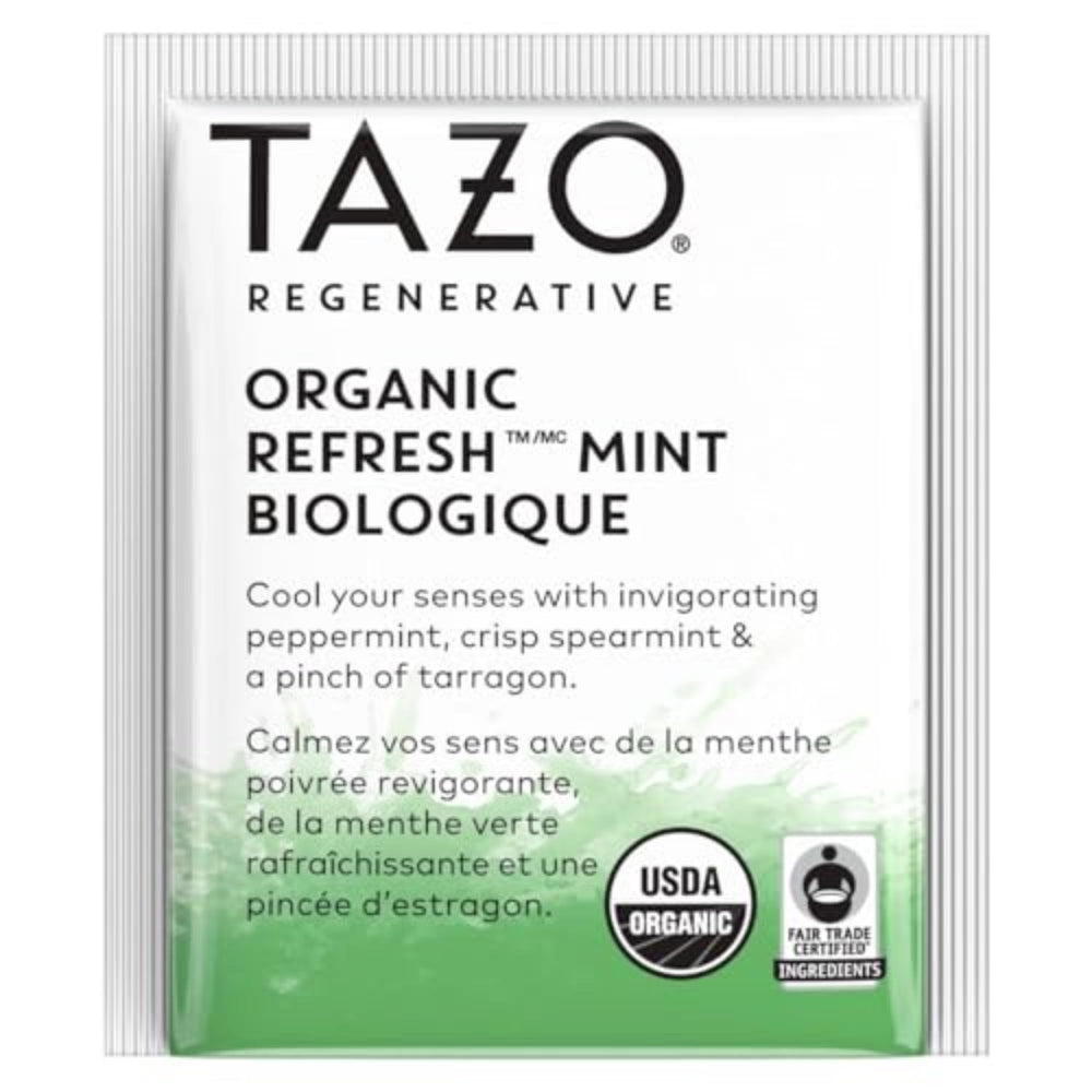 TAZO Refresh Mint being poured over ice for a refreshing cold brew