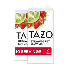 TAZO Strawberry Matcha Latte concentrate carton front offers cafe-style flavor at home
