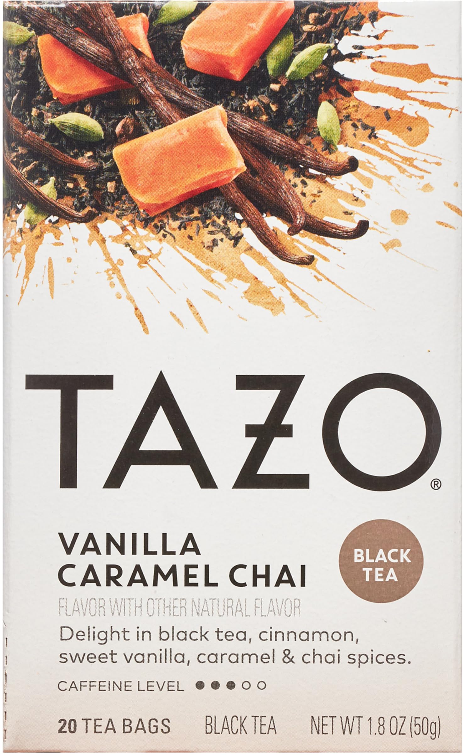 TAZO Vanilla Caramel Chai spices blend delivers aromatic warmth in every sip