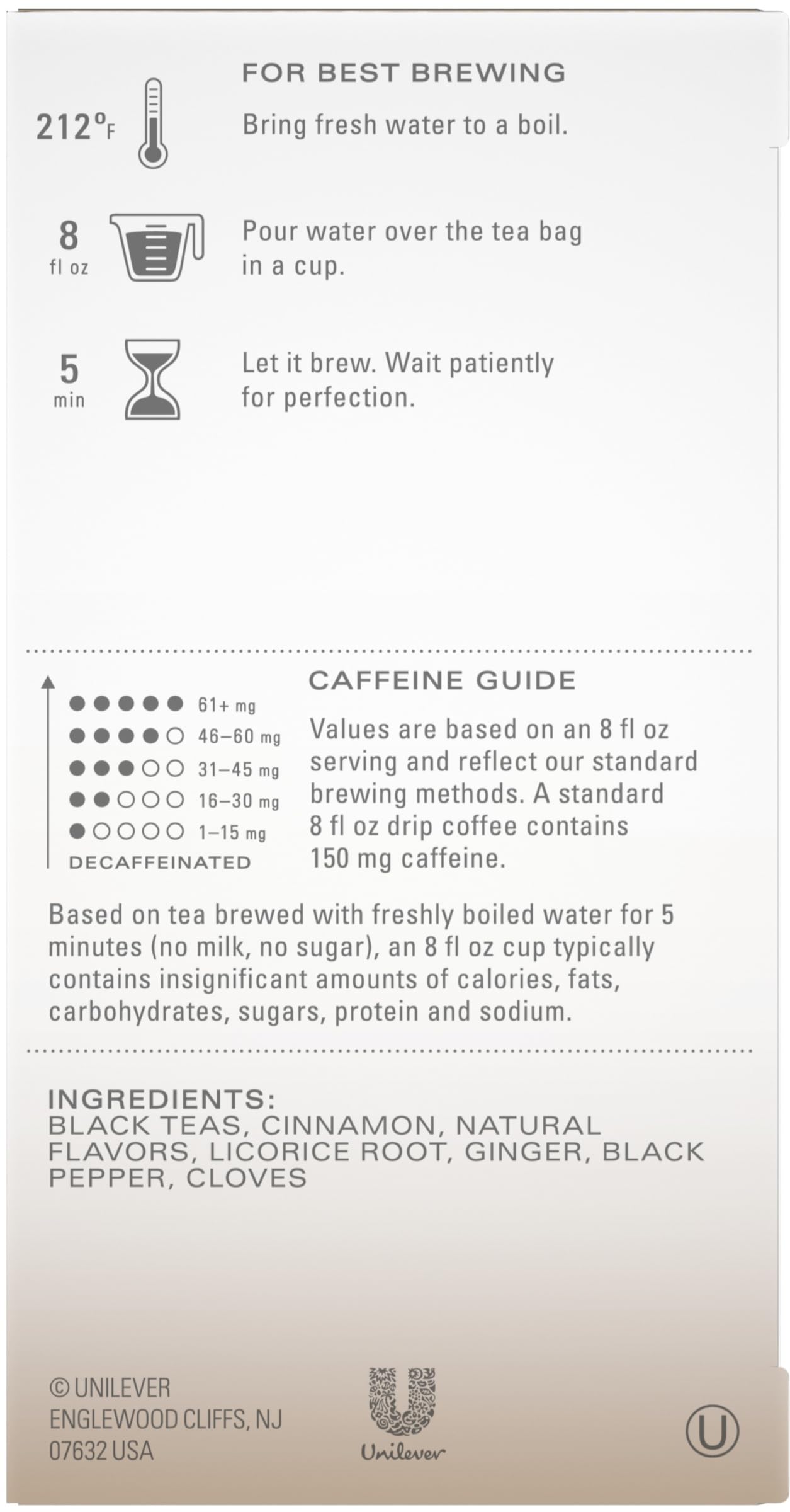 TAZO Vanilla Caramel Chai tea cup steeping to unleash bold flavors
