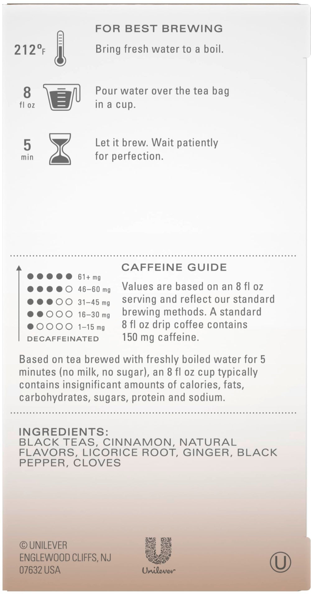 TAZO Vanilla Caramel Chai tea cup steeping to unleash bold flavors