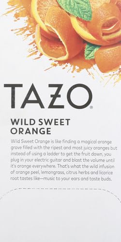 TAZO Wild Sweet Orange box packaging on kitchen counter