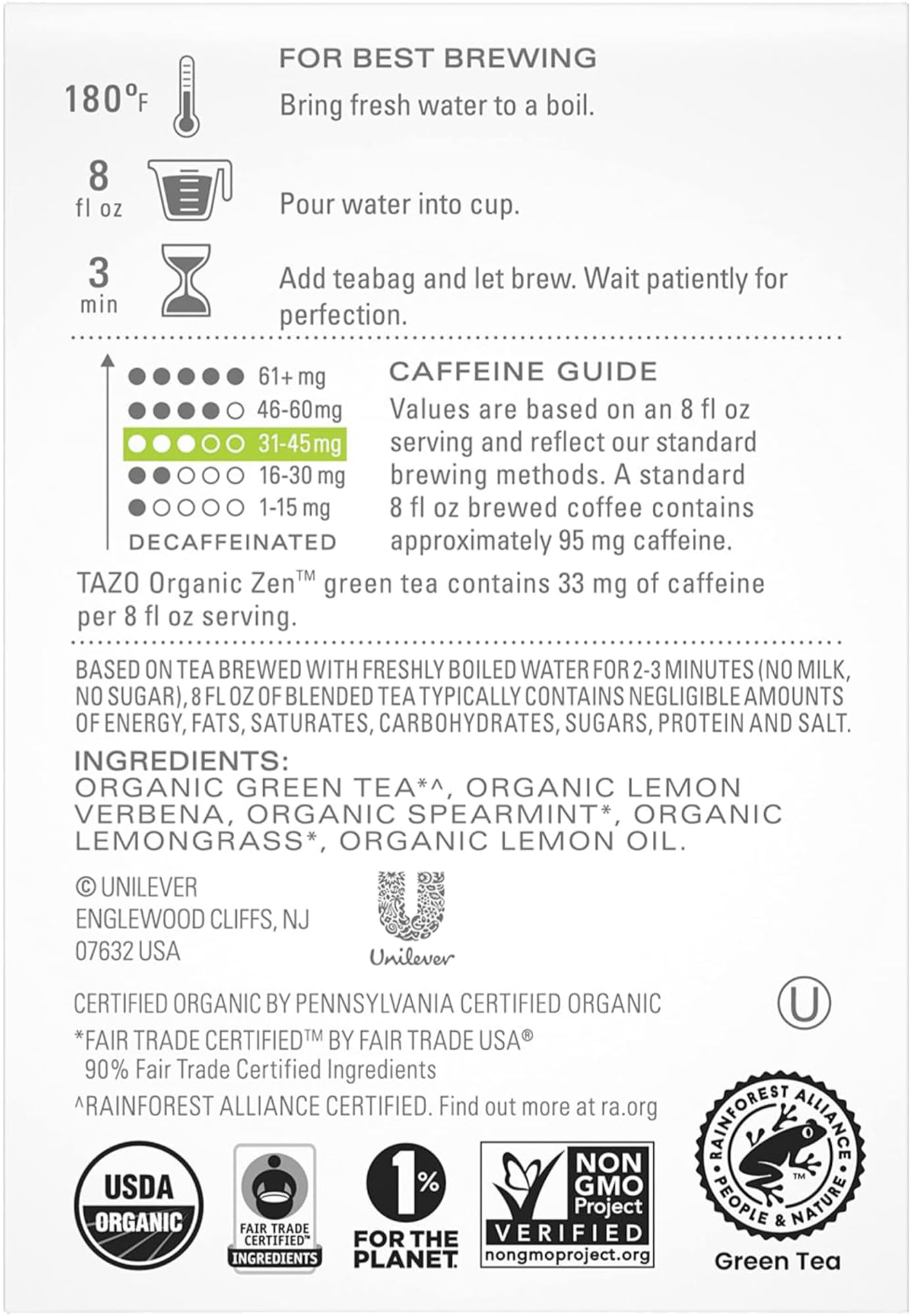 TAZO Zen green tea cup with steeped aroma, inviting a calm afternoon break.