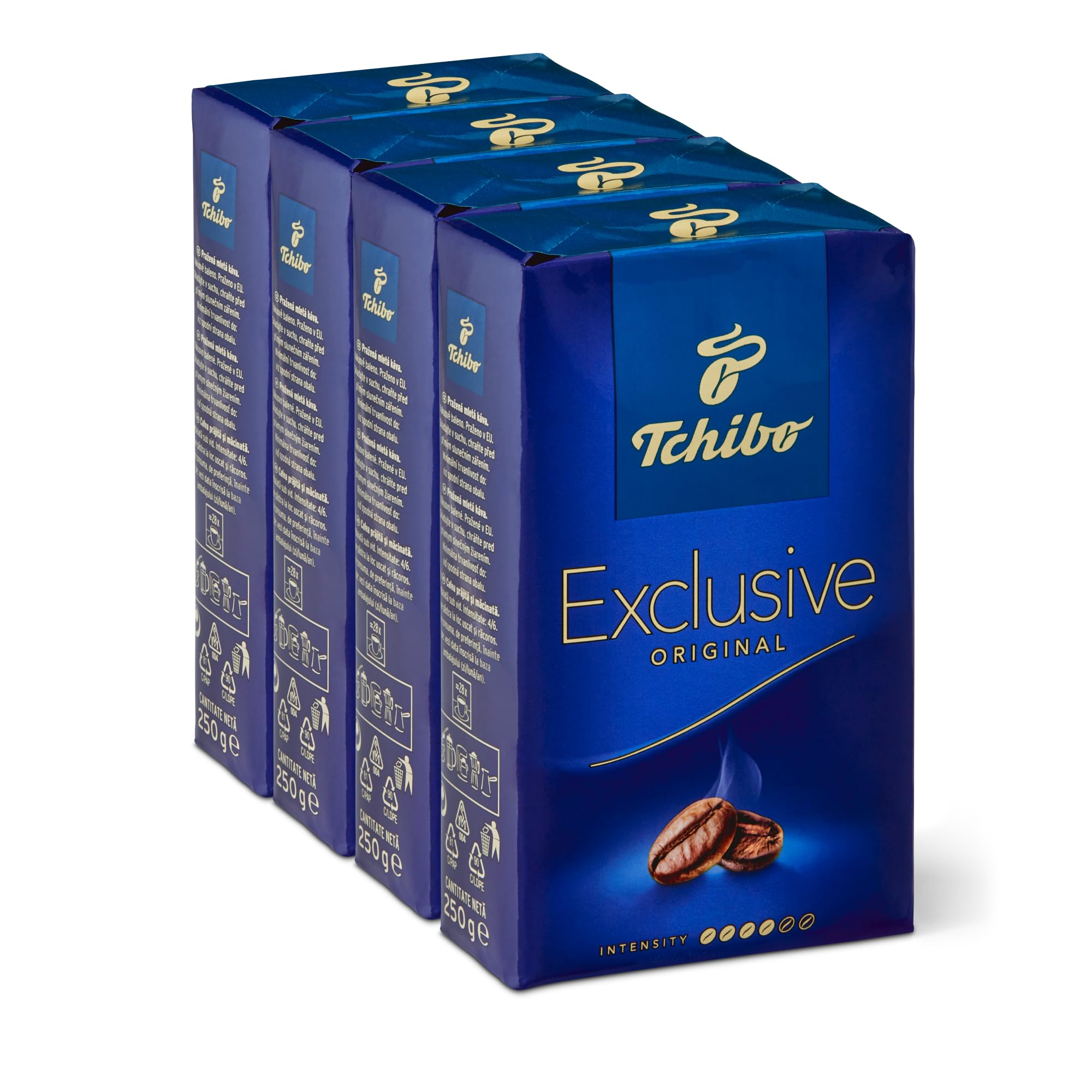 Tchibo Exclusive coffee pack opening shows freshness and aroma for your morning ritual.