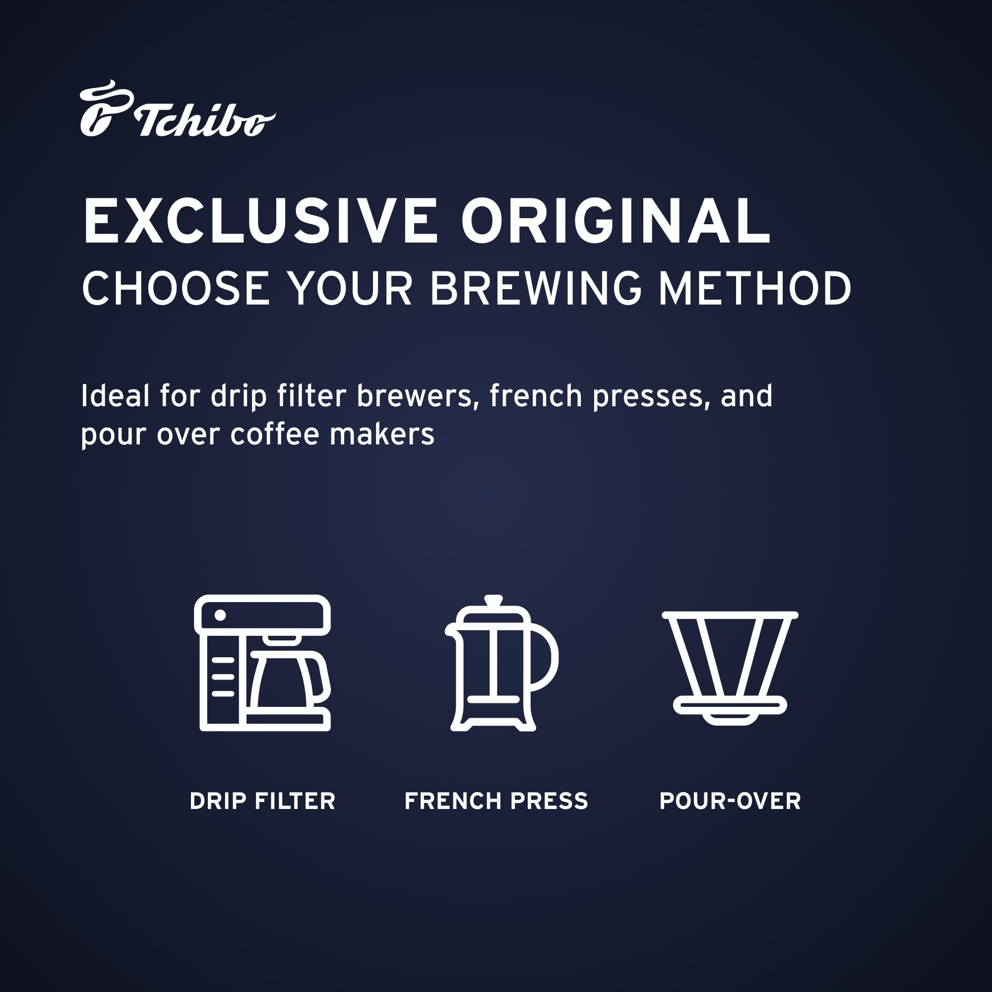 Tchibo Exclusive four-pack display showcases convenient packaging.