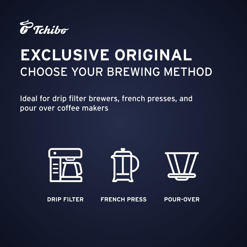 Tchibo Exclusive four-pack display showcases convenient packaging.