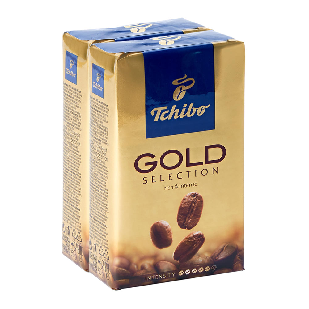 Tchibo Gold Selection ground coffee pack front showing premium roast.