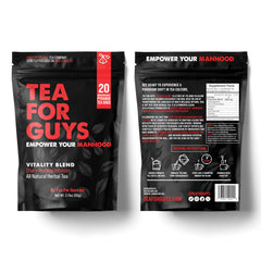 Tea For Guys Vitality Blend with ashwagandha, ideal for daily stamina and wellness.