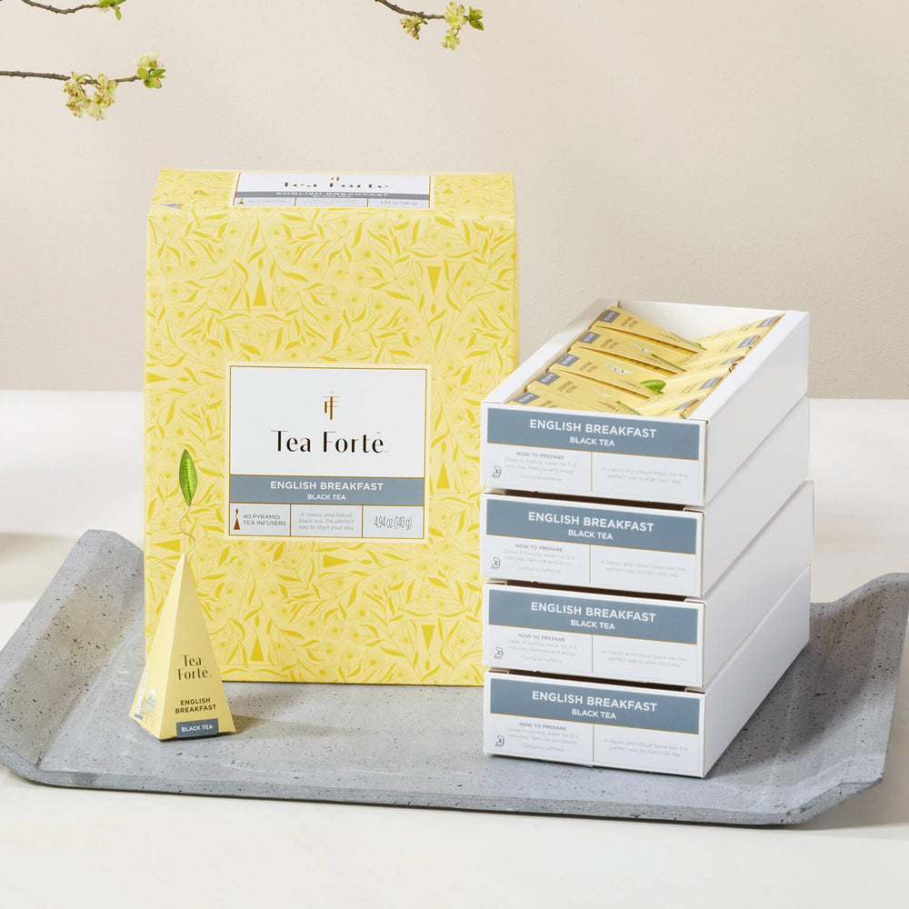 Tea Forte luxury packaging, design-forward experience from box to brew.