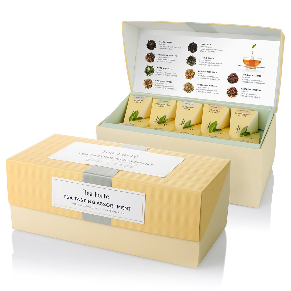 Tea Forte premium presentation box with 20 pyramid infusers for gifting