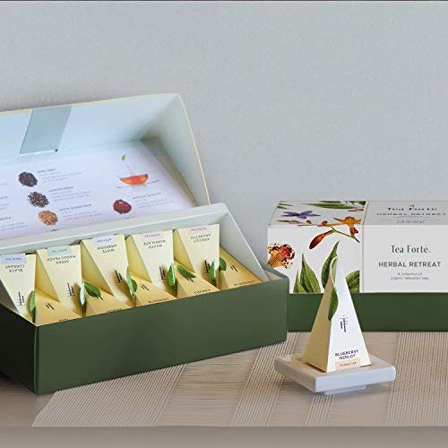 Tea Forte pyramid infuser bags close-up ready for steeping