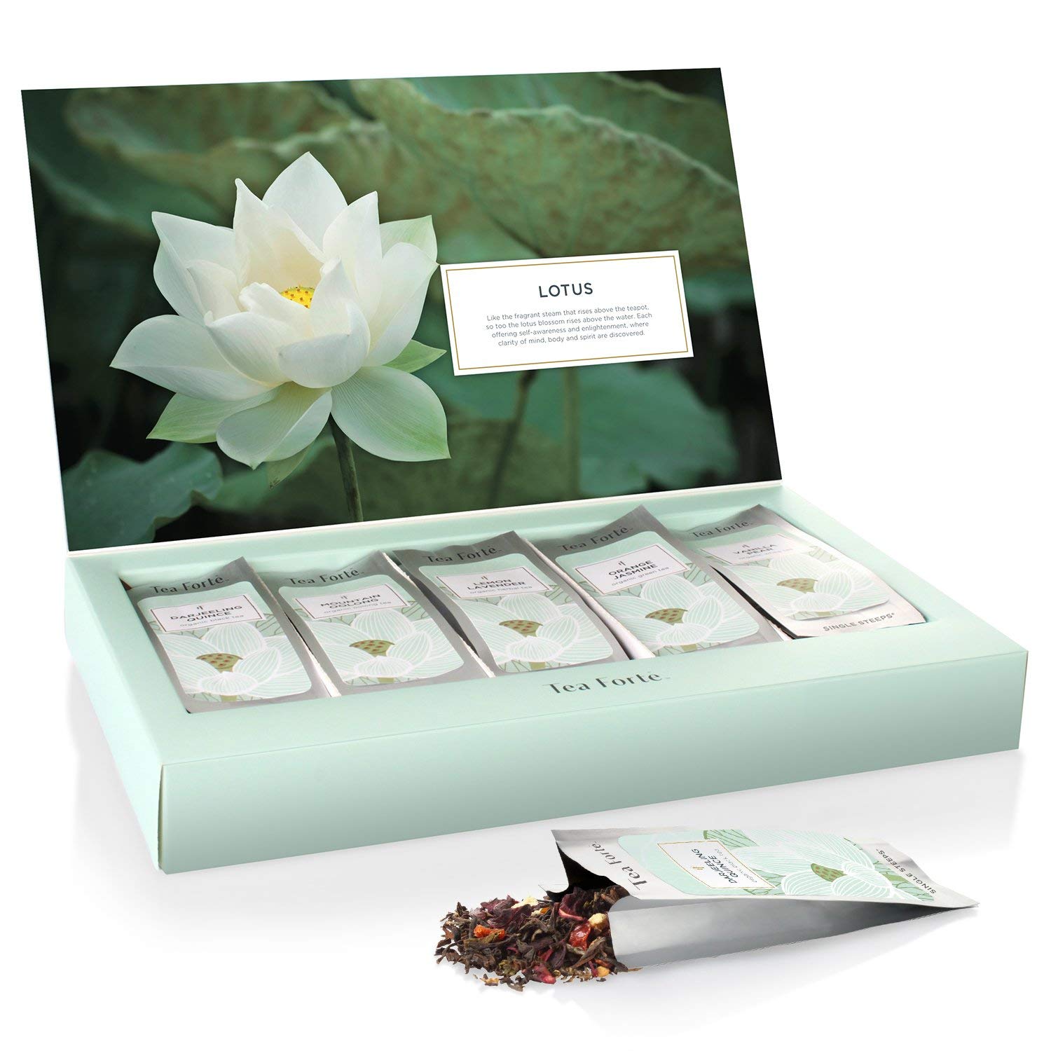 Tea Forte Lemon Lavender pouch blends citrus and floral for calming moments.