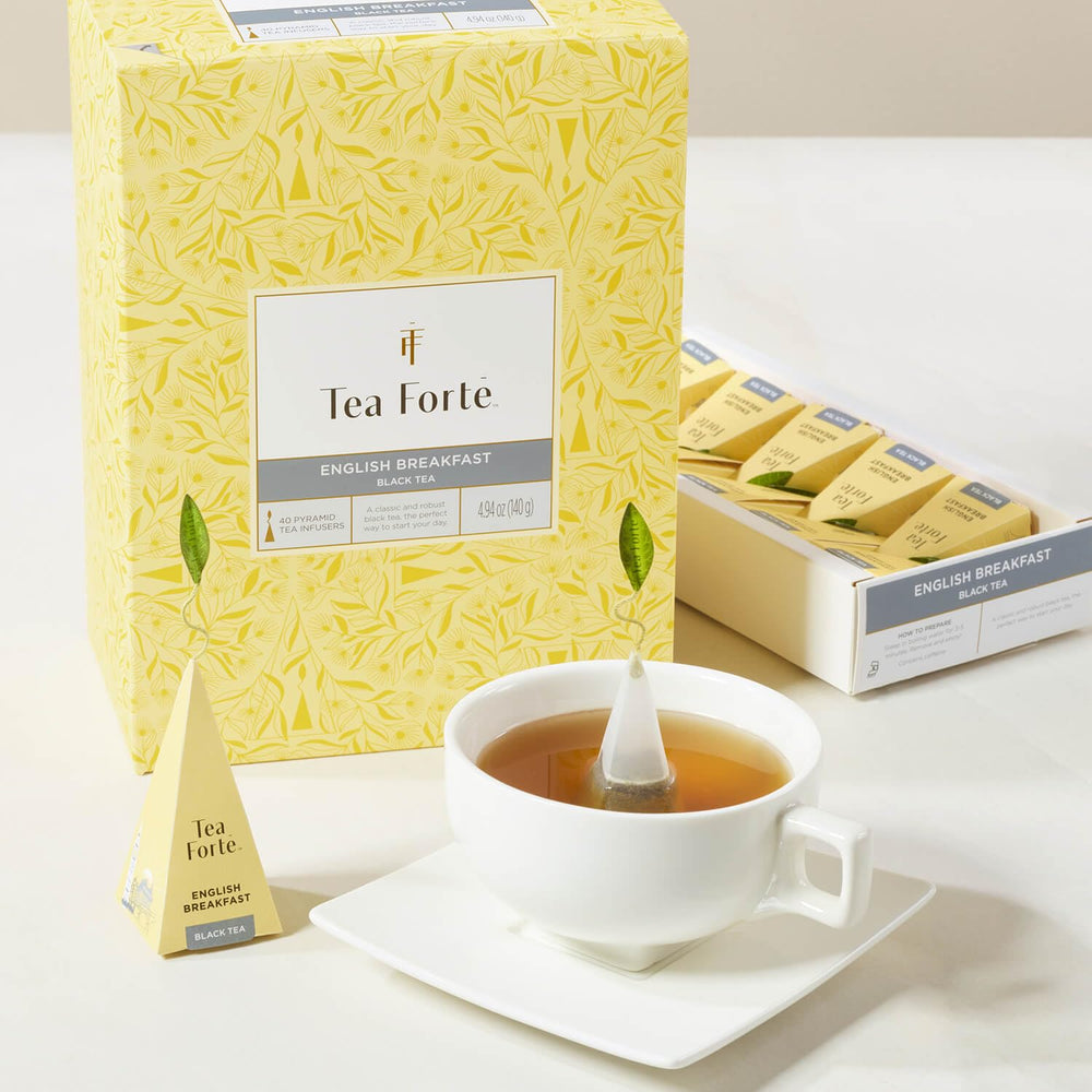 Tea Forte steep guide, 3-5 minutes for ideal flavor.
