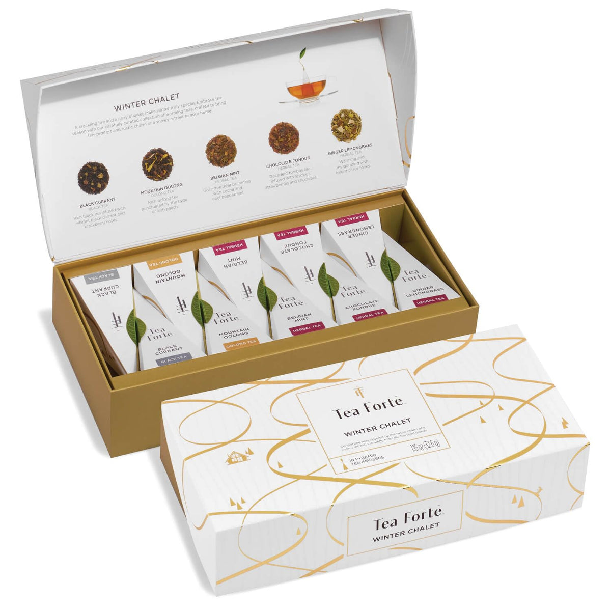 Tea Forte Winter Chalet box for a refined holiday tea moment.