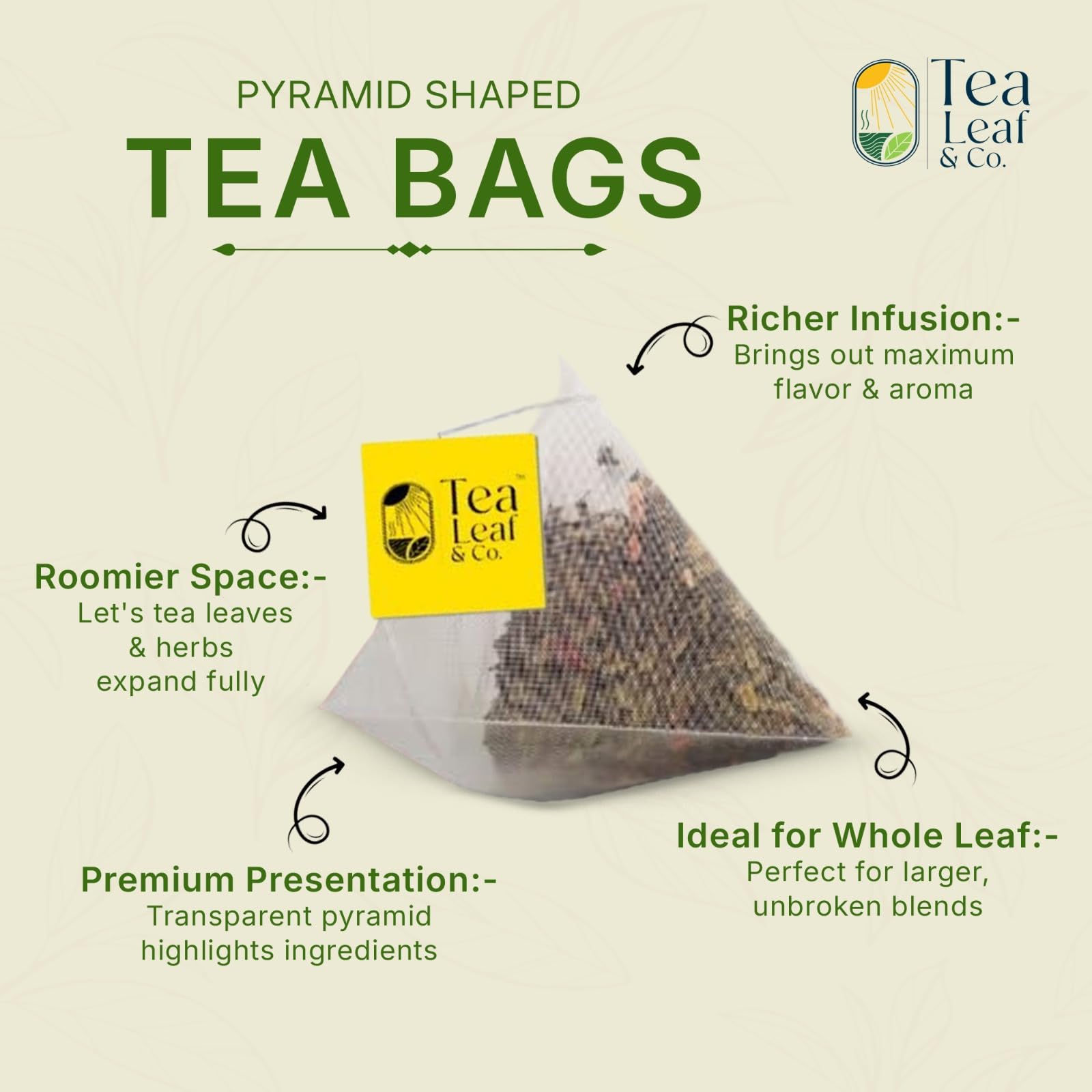 Tea Leaf & Co. mint green tea dried leaves hint premium ingredients.