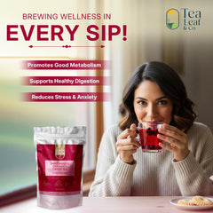 Tea Leaf & Co. steeped green tea in a cup showing a clear, inviting color.