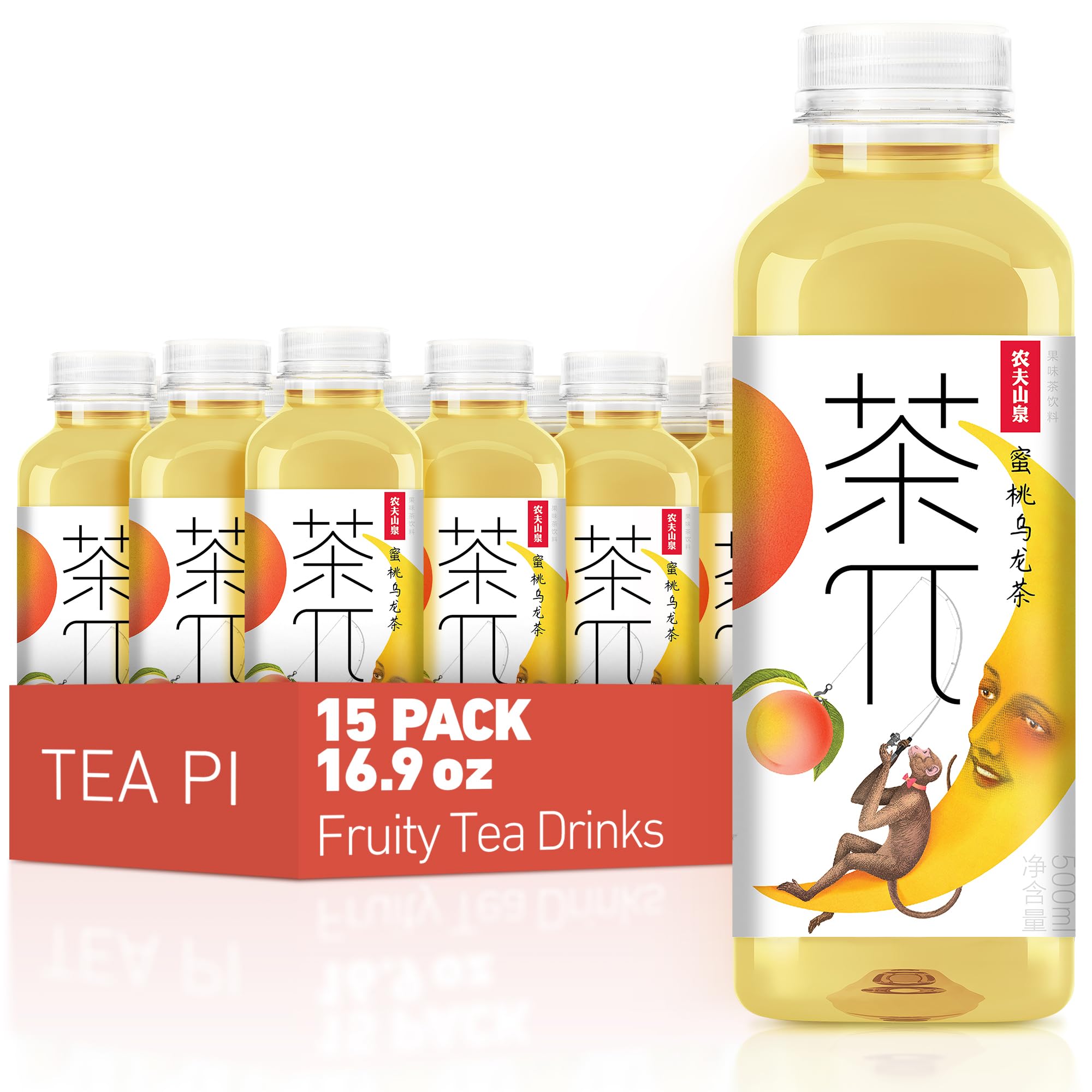 Tea PI Peach Oolong bottle highlighting real fruit flavor and refreshing aroma.