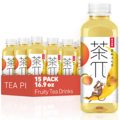 Tea PI Peach Oolong bottle highlighting real fruit flavor and refreshing aroma.
