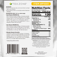Tea Zone banana powder packaging close-up with resealable freshness
