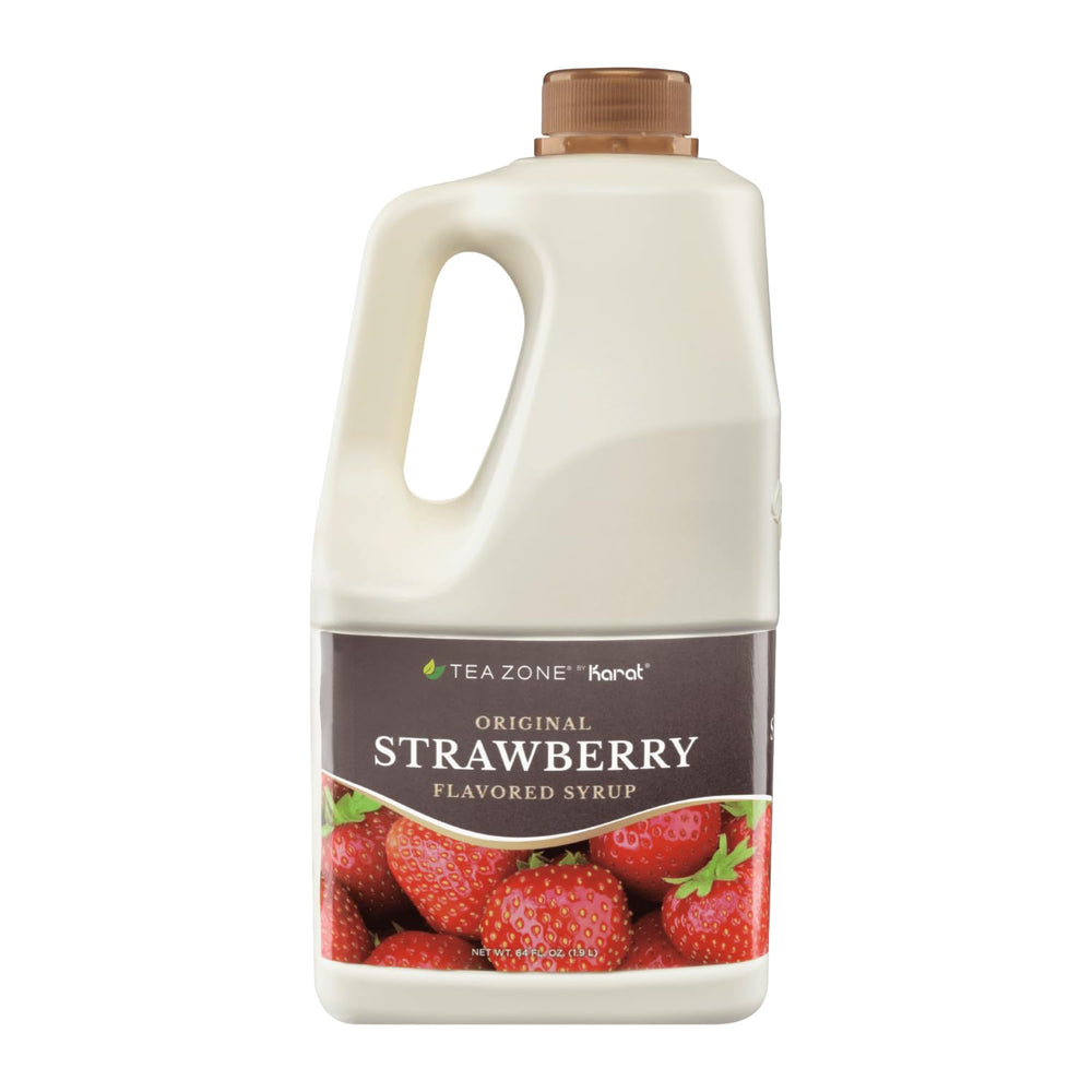 Tea Zone J1090 strawberry syrup bottle for convenient, mess-free dispensing.