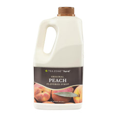 Tea Zone Peach Syrup 64oz bottle front view for flavoring drinks.