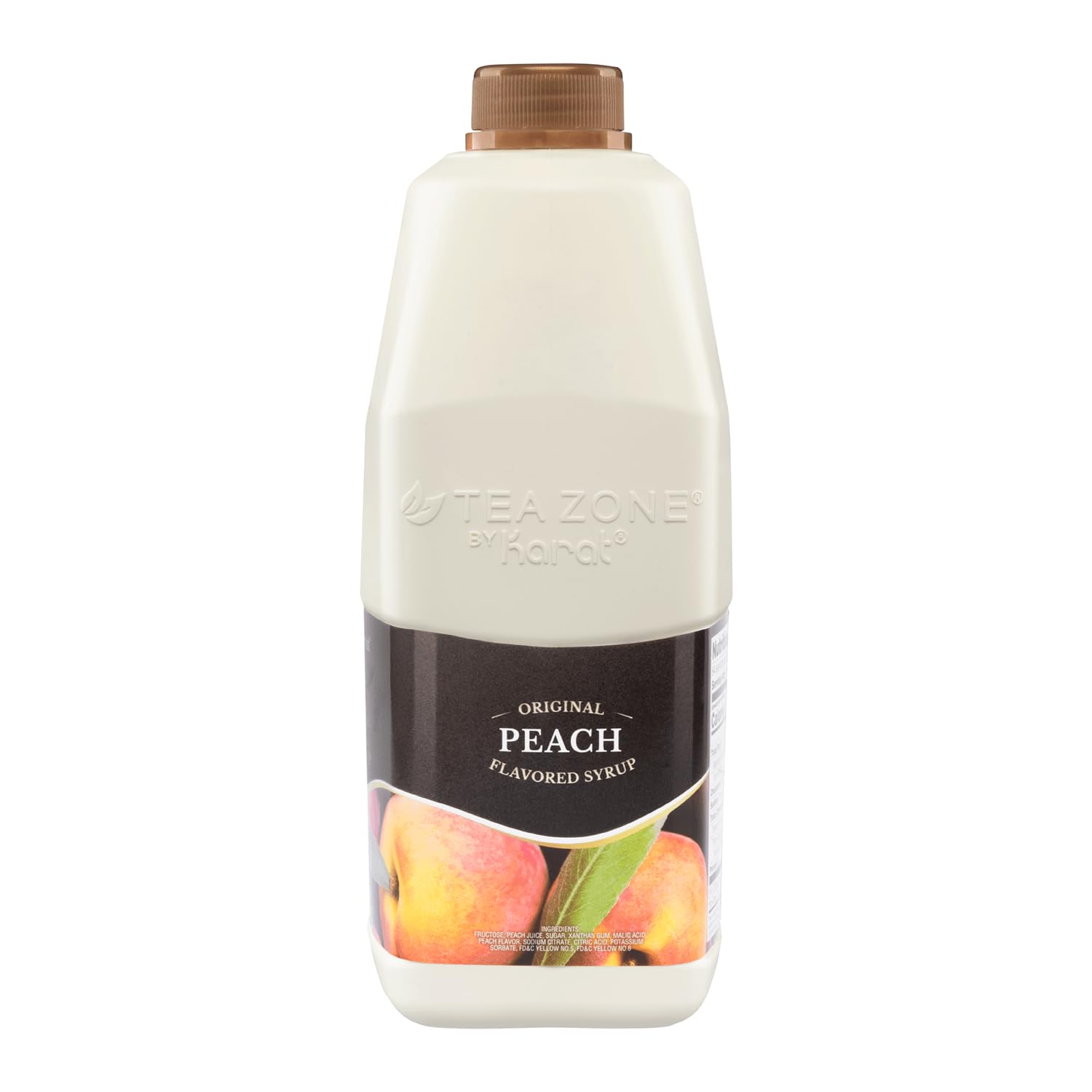 Tea Zone Peach Syrup being poured into a glass for beverages.