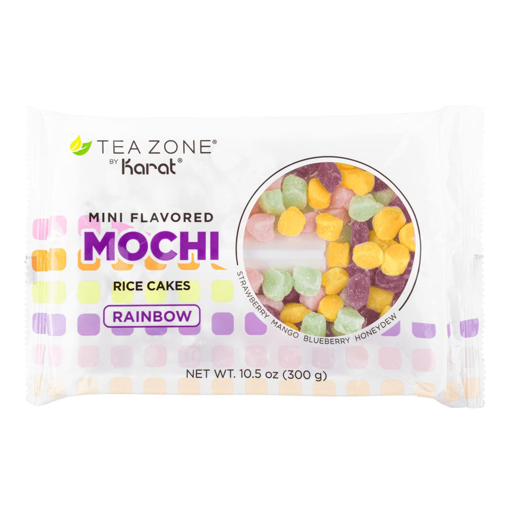 TEA ZONE Rainbow Mini Mochi Bag front view reveals colorful bite-sized pieces for snacking.