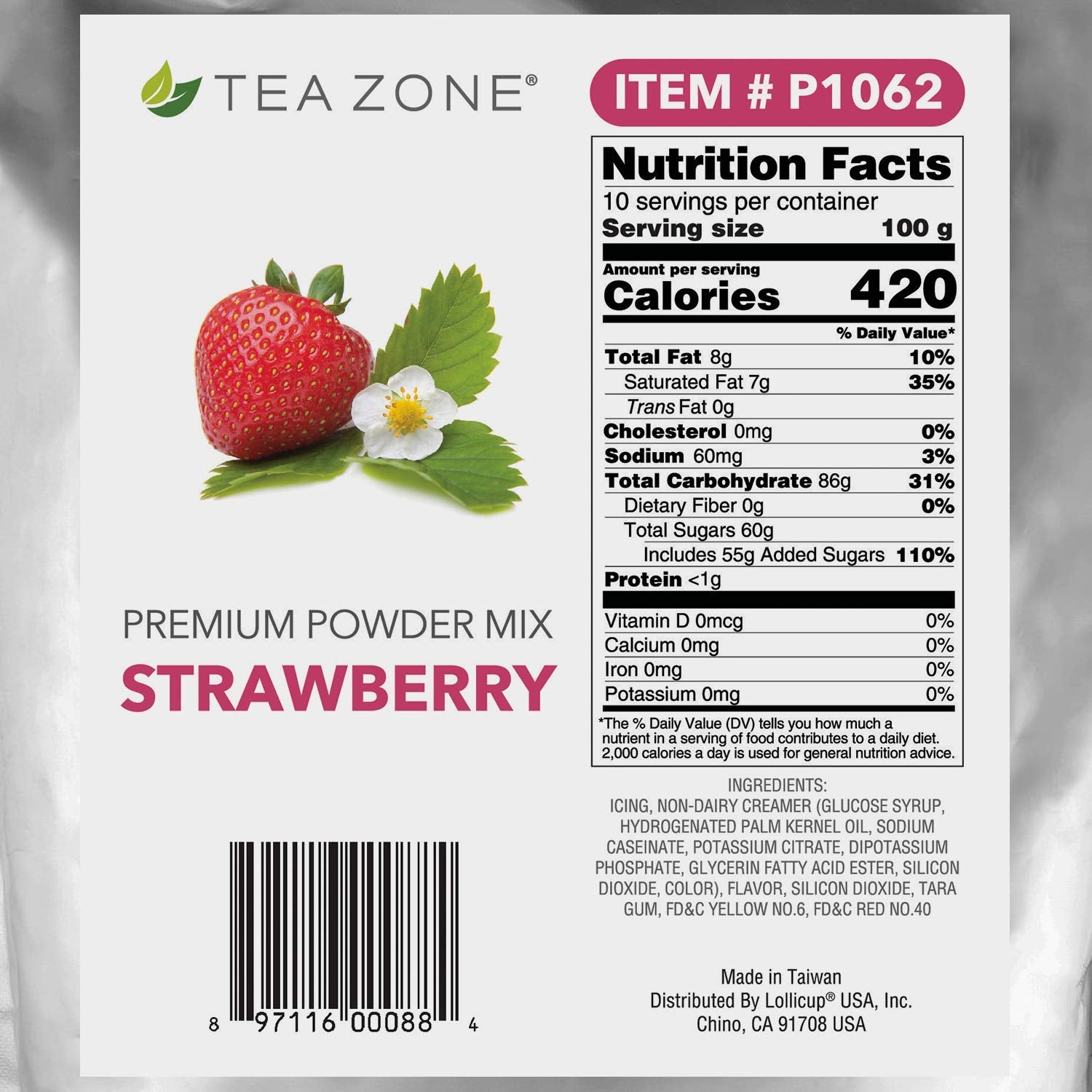 Tea Zone Strawberry Powder prepared for a milk tea setup, enhancing flavor.