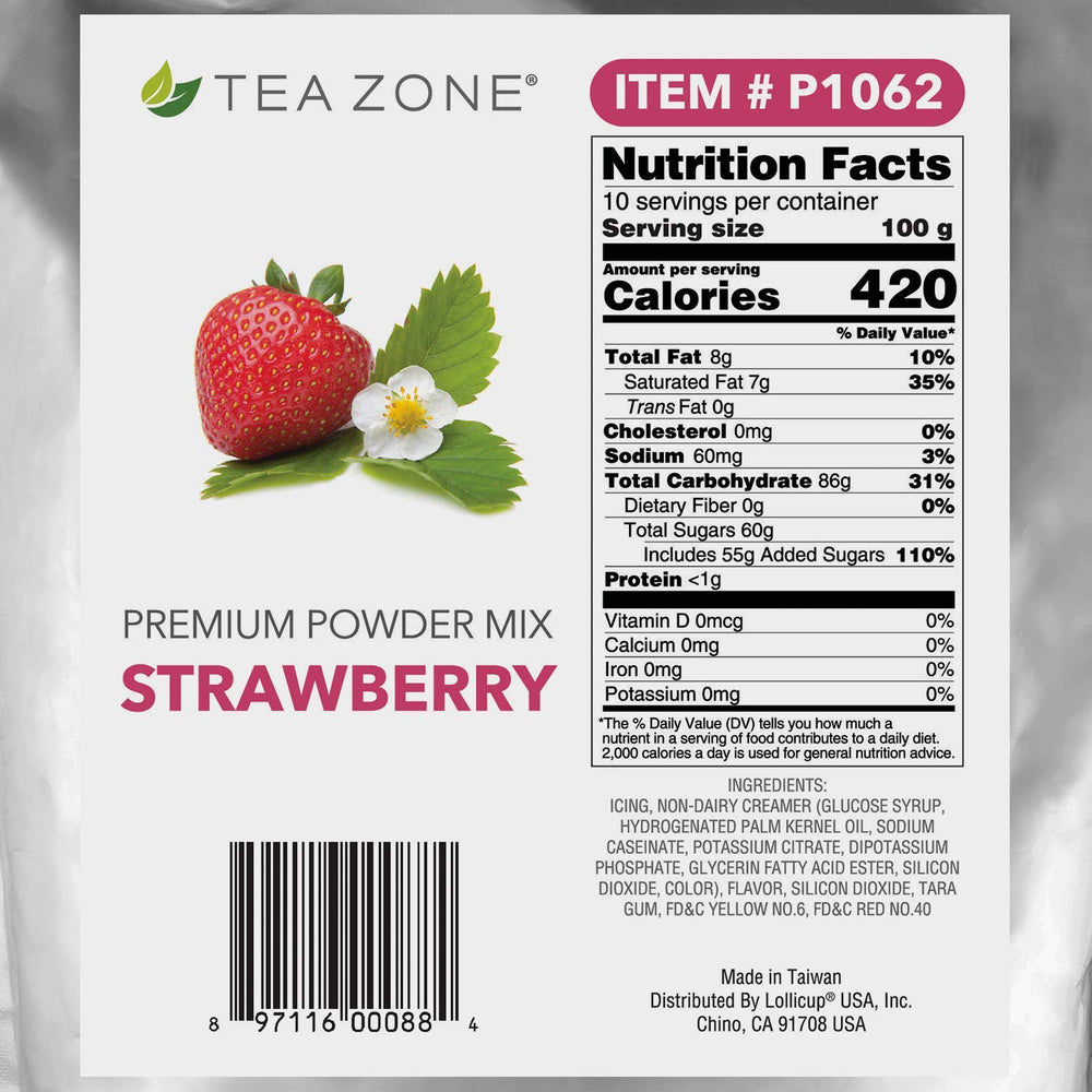 Tea Zone Strawberry Powder prepared for a milk tea setup, enhancing flavor.