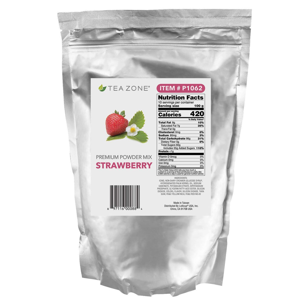 Tea Zone Strawberry Powder sealed bag indicating secure packaging after opening.