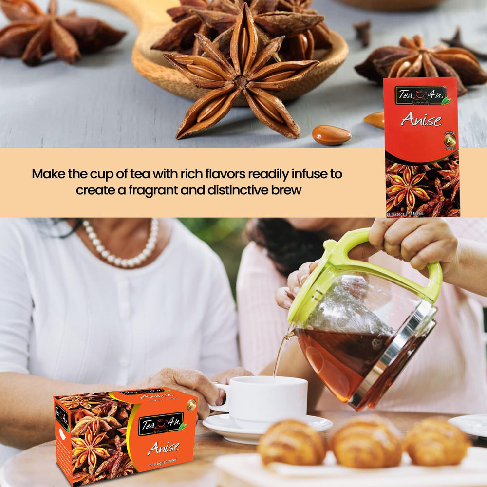 Tea4U Anise tea bags ready for quick steep and soothing aroma.